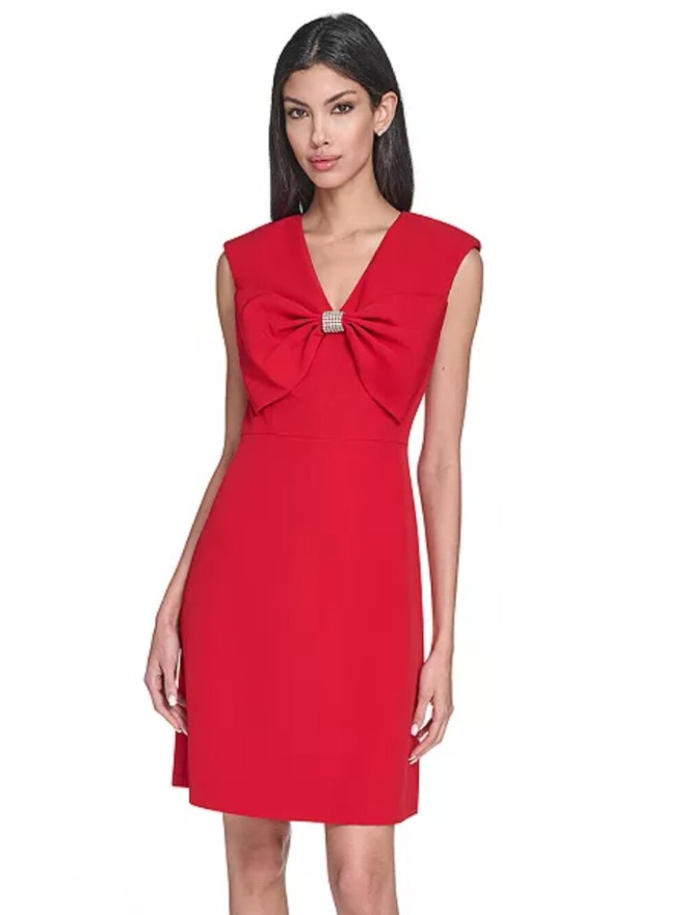 ELIZA J PETITE BOW FRONT FIT AND FLARE DRESS (16)